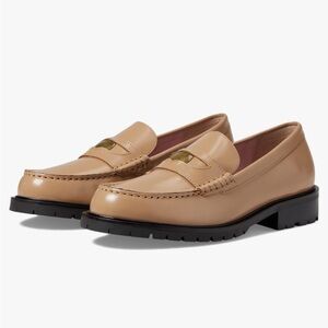 Free People Liv Classic Leather Loafer Camel Taupe Size EU 38.5 US 8 New in Box